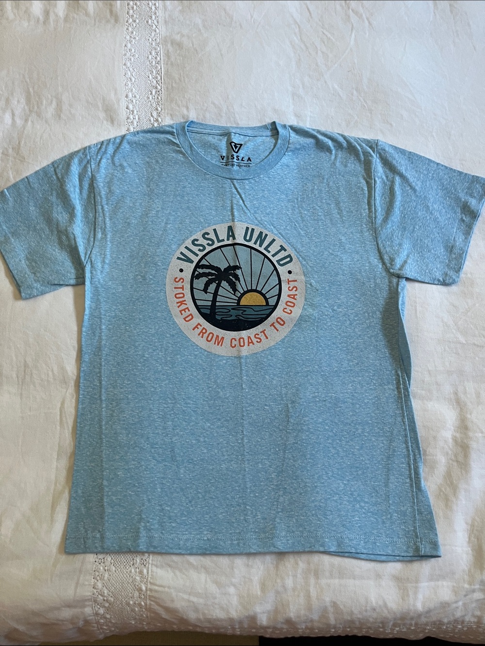 Vissla Unltd Everyday Heather Blue T-Shirt, Size Youth X-Large
